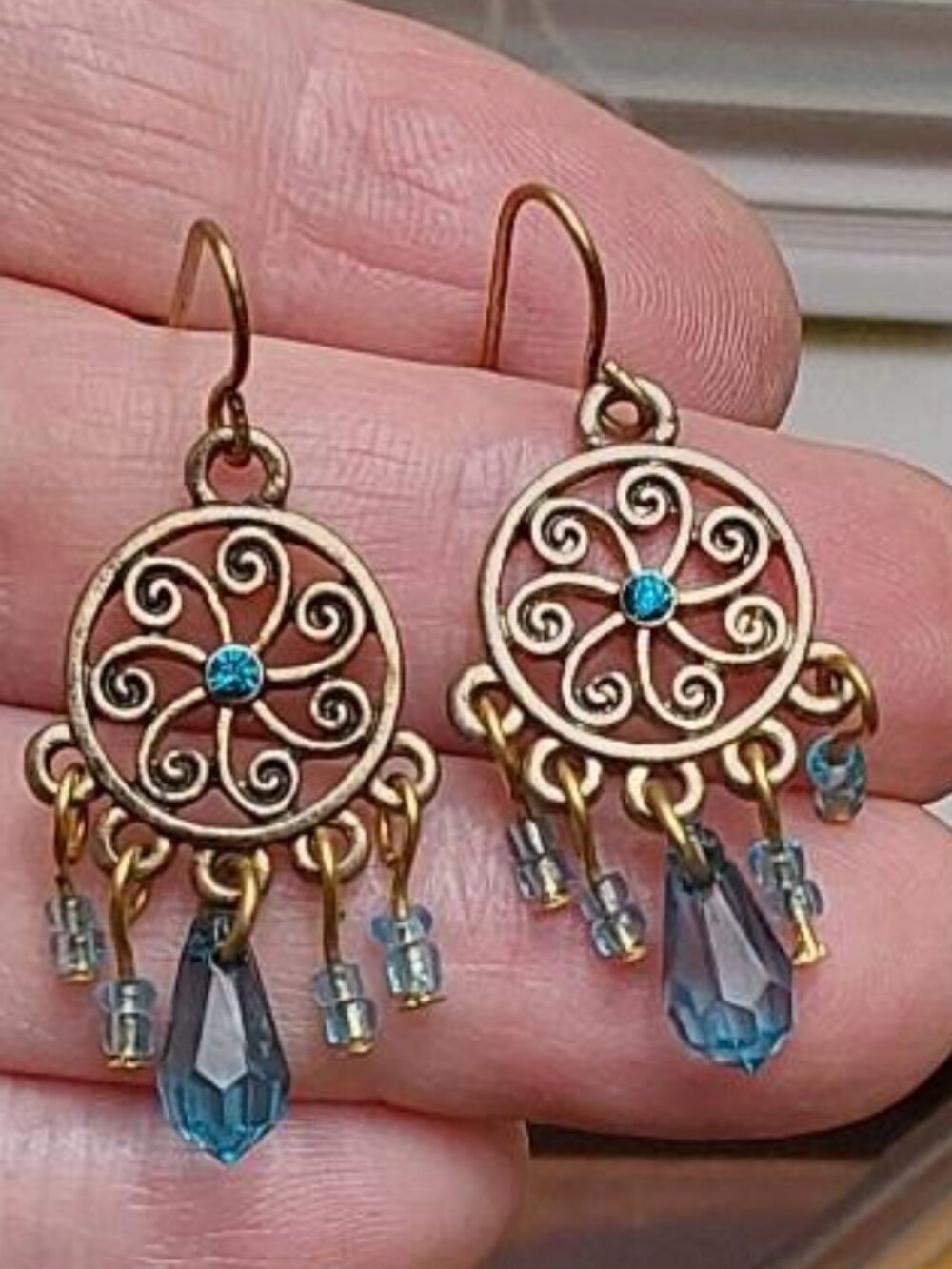 Gold-filled Boho Filigree Dangle Earrings
